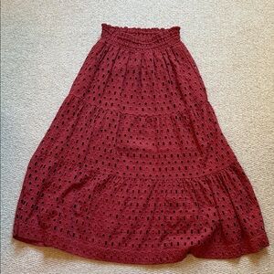 Anthropologie Rust Red Somerset Eyelet A-Line Skirt Sz S